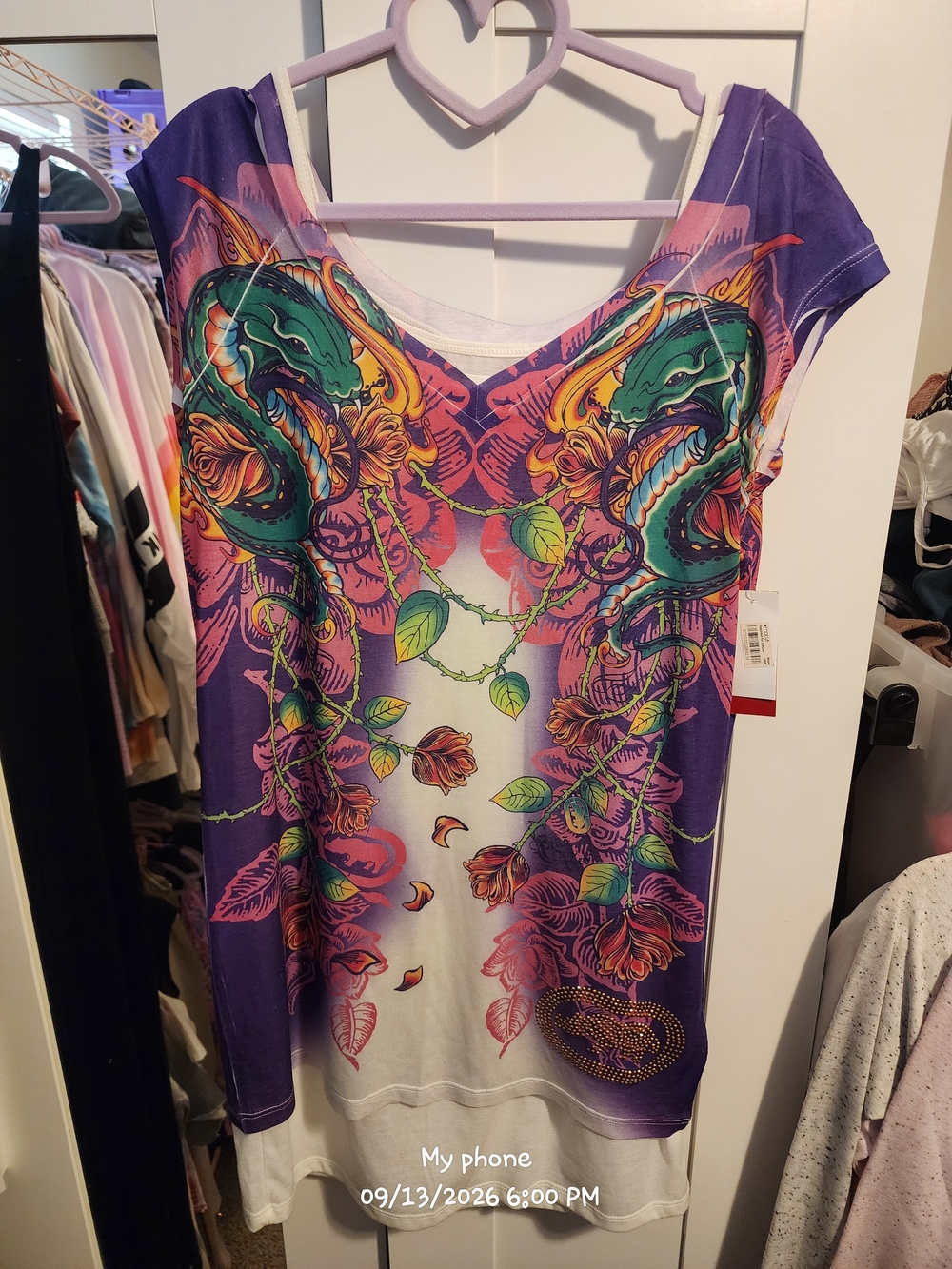 Vibrant Purple Snake & Floral Mini Dress